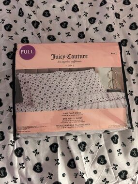 🎀🧸Juicy Couture Purple and Black Heart Print Full Flat Sheet and Pillow cases🧸🎀